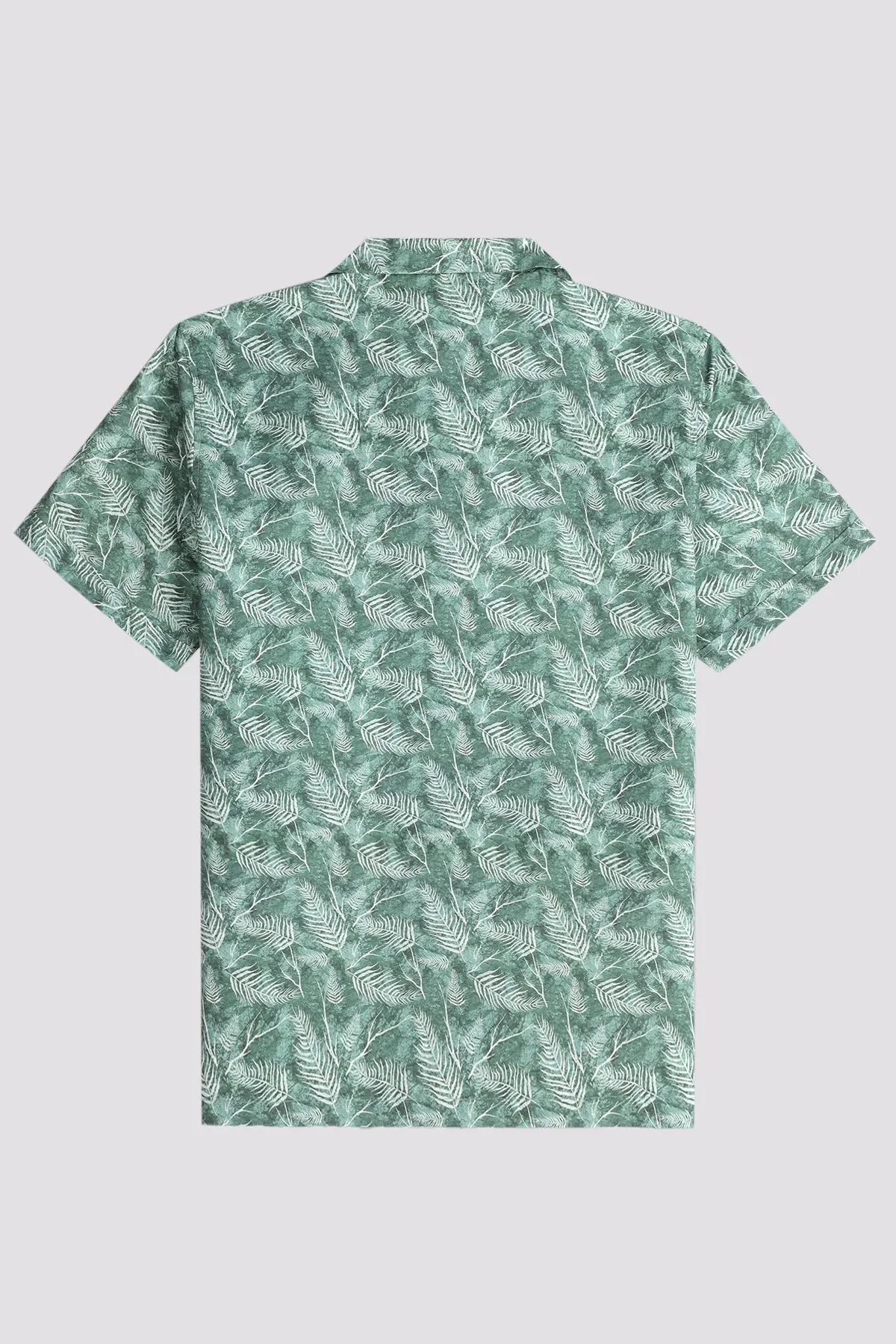 Green Self Printed Resort Collar Shirt (Plus size) - S24 - MS0085P