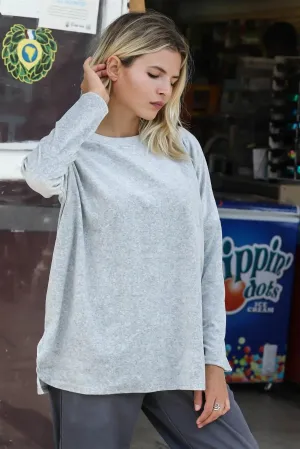 Grey Cotton Blend Velour Long Sleeve Sweatshirt