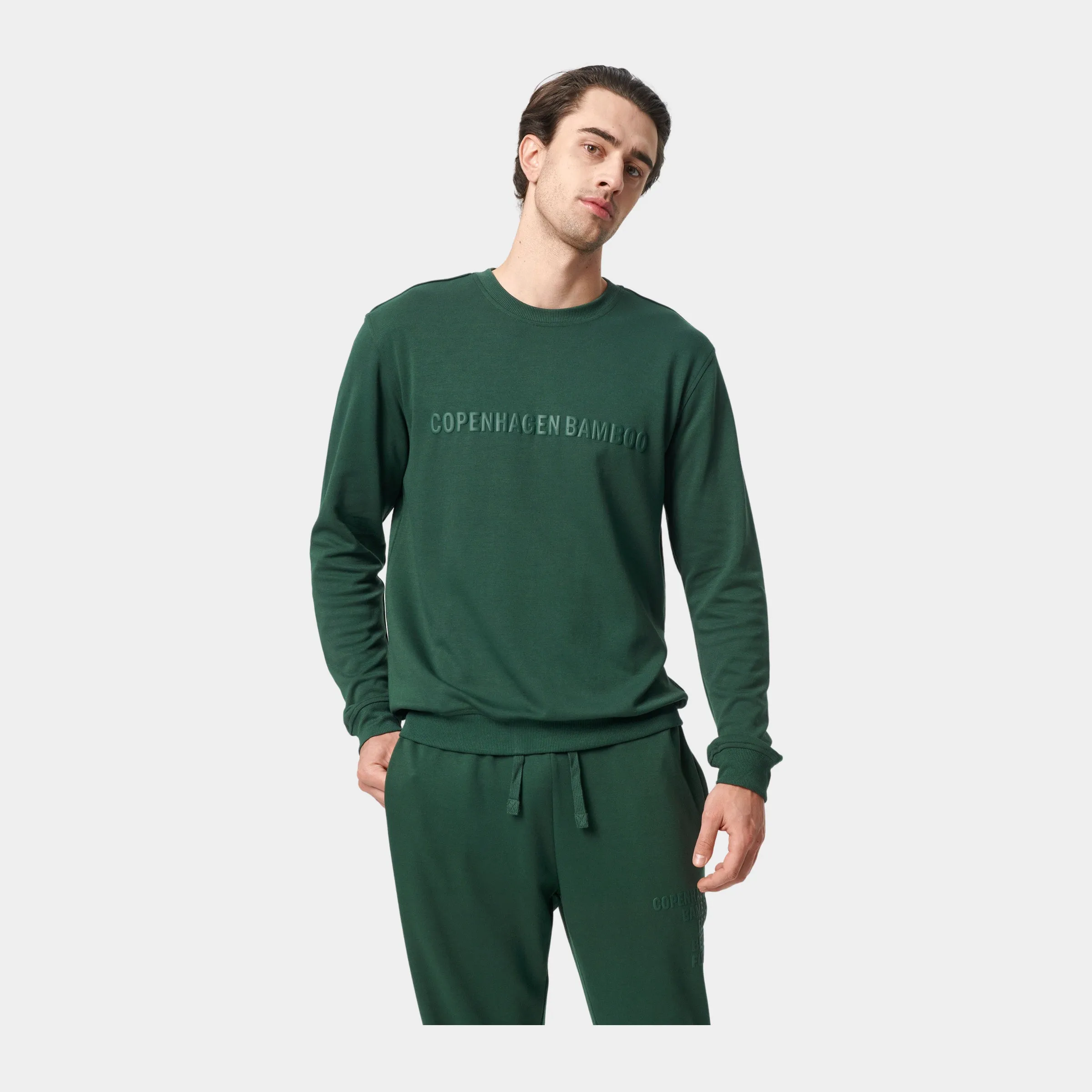 Grøn bambus sweatshirt med logo