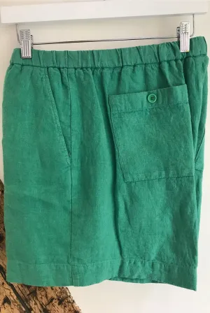 Hartford Sabine Linen Shorts in Green