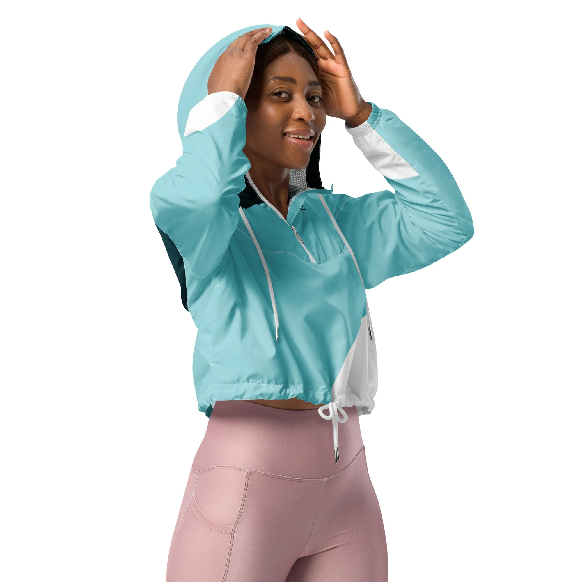 Humble Sportswear™ Women’s Aqua Blue Cropped Windbreaker