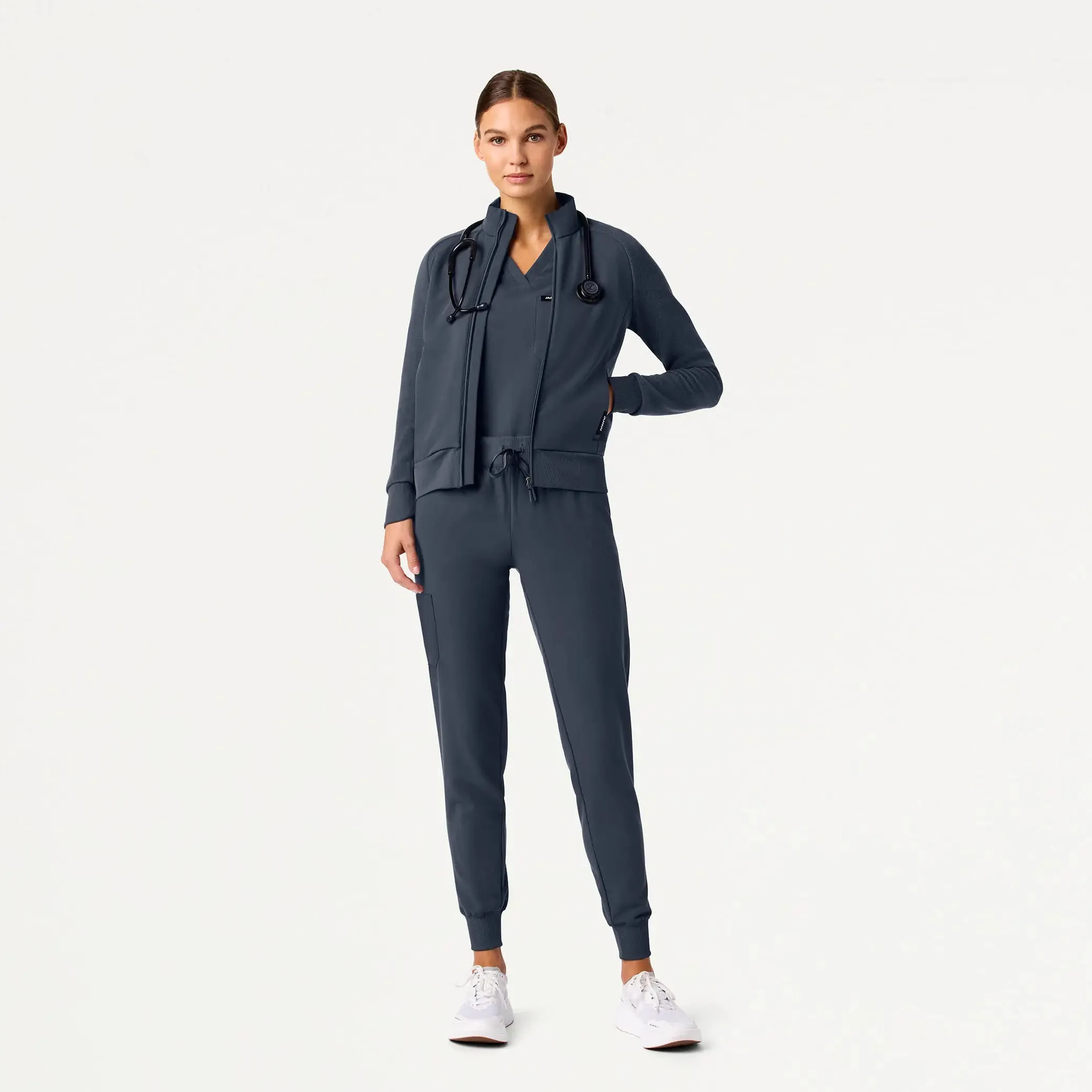 Jaanuu Women's Cloud Hybrid Fleece Bomber Jacket - Carbon Gray