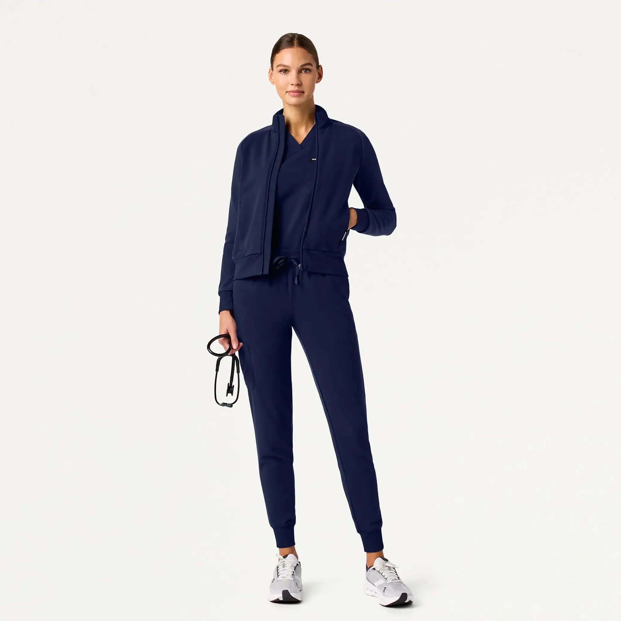 Jaanuu Women's Cloud Hybrid Fleece Bomber Jacket - Midnight Navy