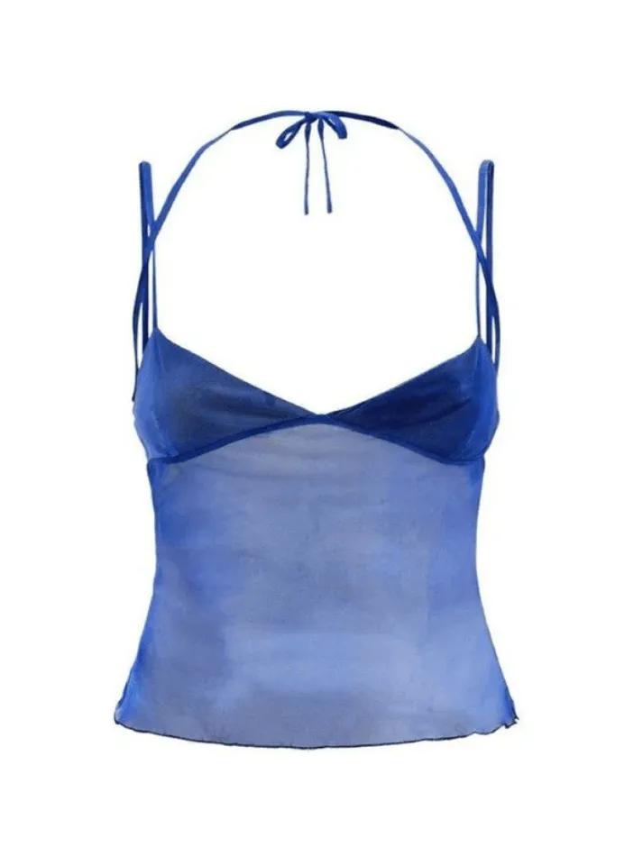 Joskaa Semi Sheer Mesh Crop Cami Top