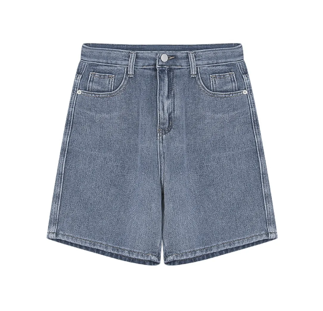 [Korean Style] High Rise Retro Bermuda Denim Shorts