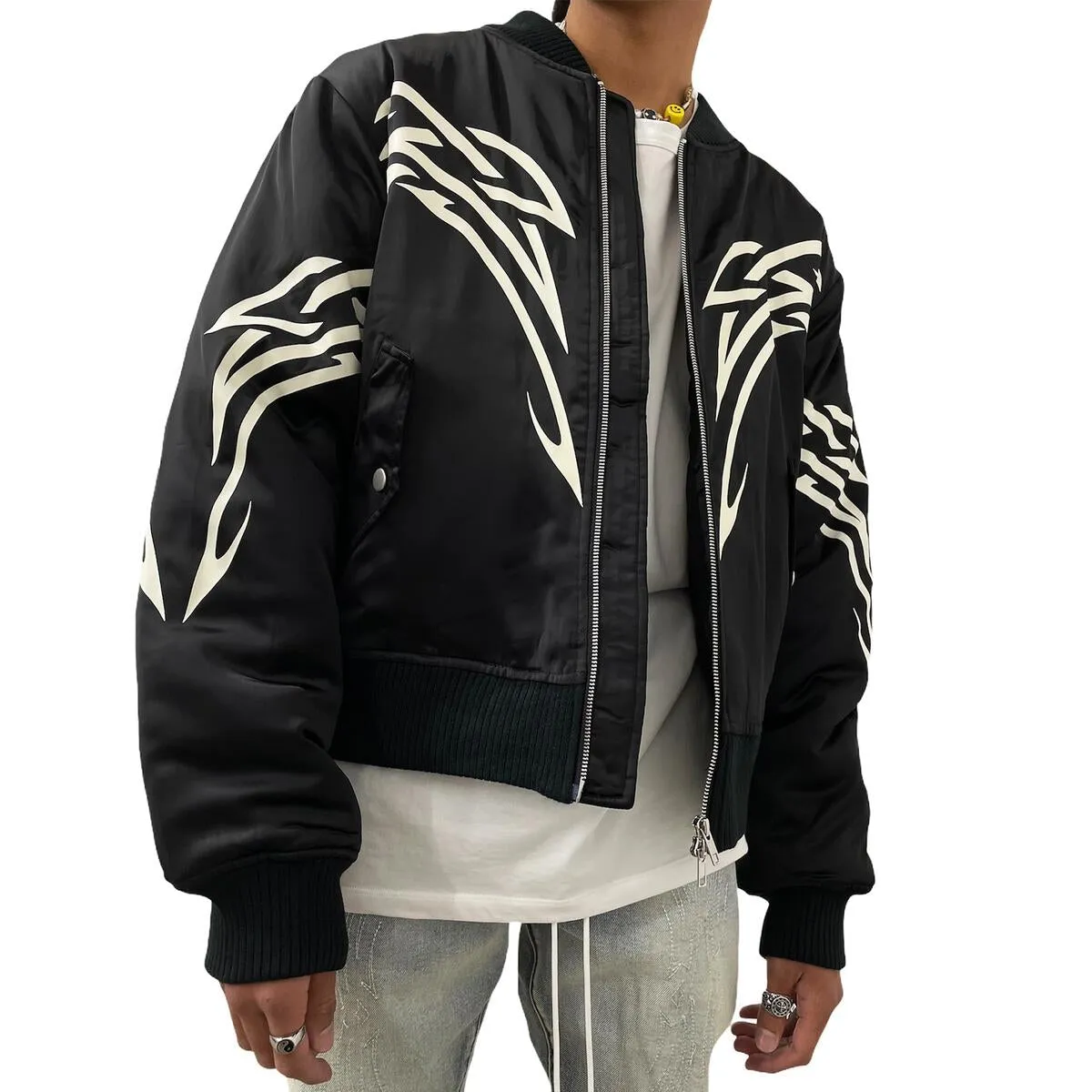 Lifted Anchors Spirit Tribal Bomber Jacket (Black)