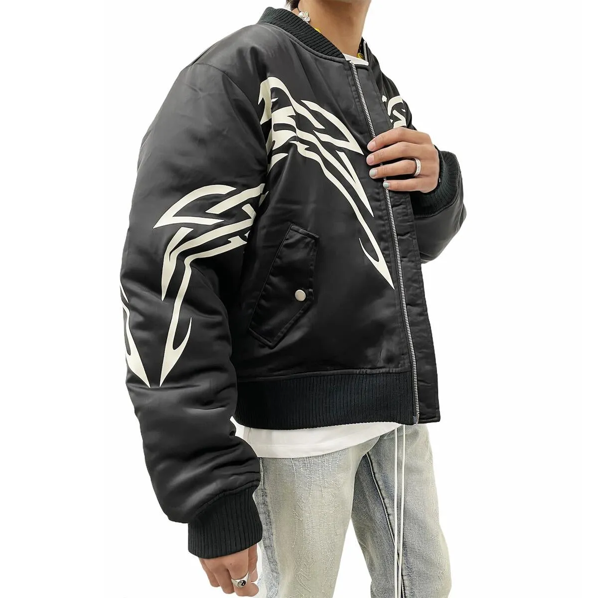 Lifted Anchors Spirit Tribal Bomber Jacket (Black)