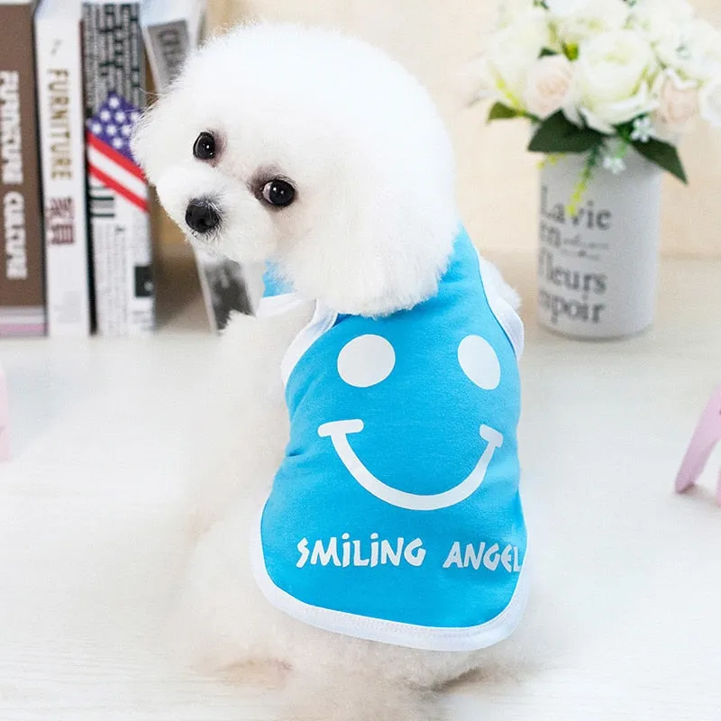 Lovely Smiling Angel Cotton Summer Small Dog Shirt