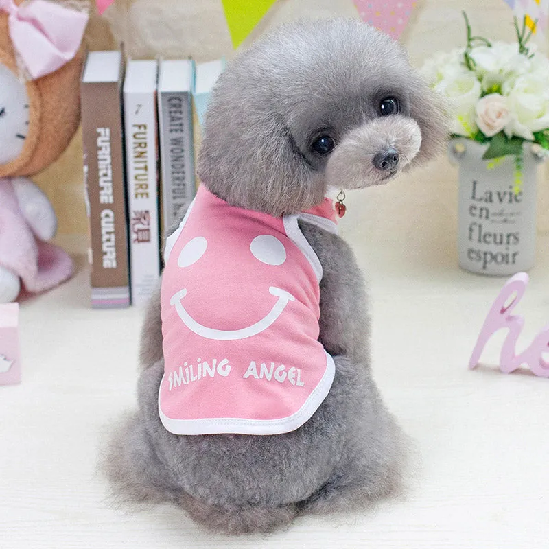 Lovely Smiling Angel Cotton Summer Small Dog Shirt