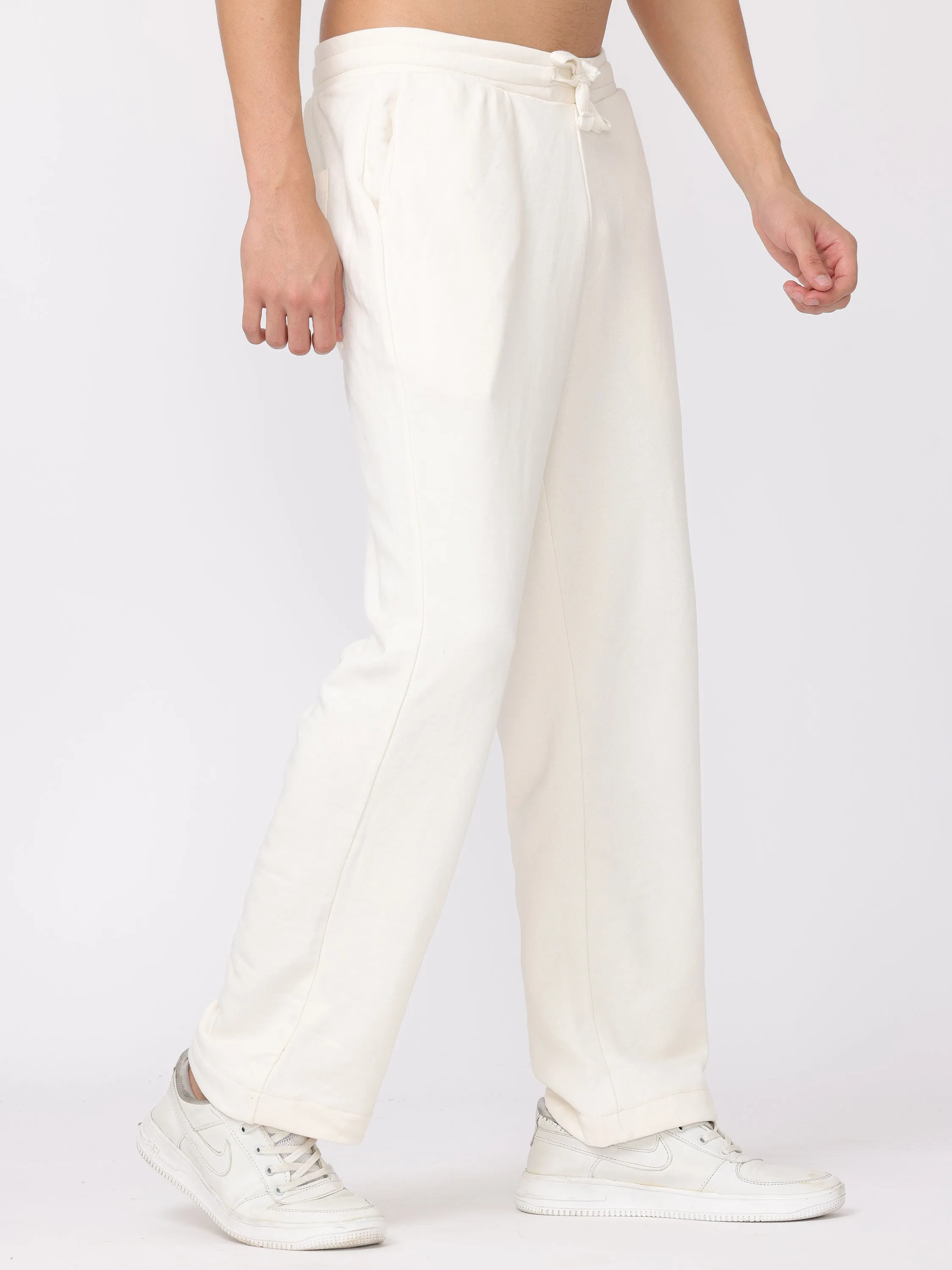 Men Cream Comfort Fit Knitted Joggers