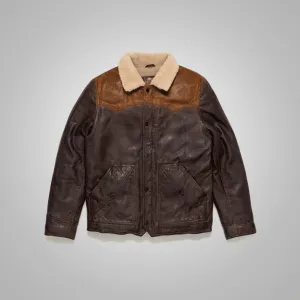 Men's Chocolate Brown Western Suede Leather Bomber Jacket