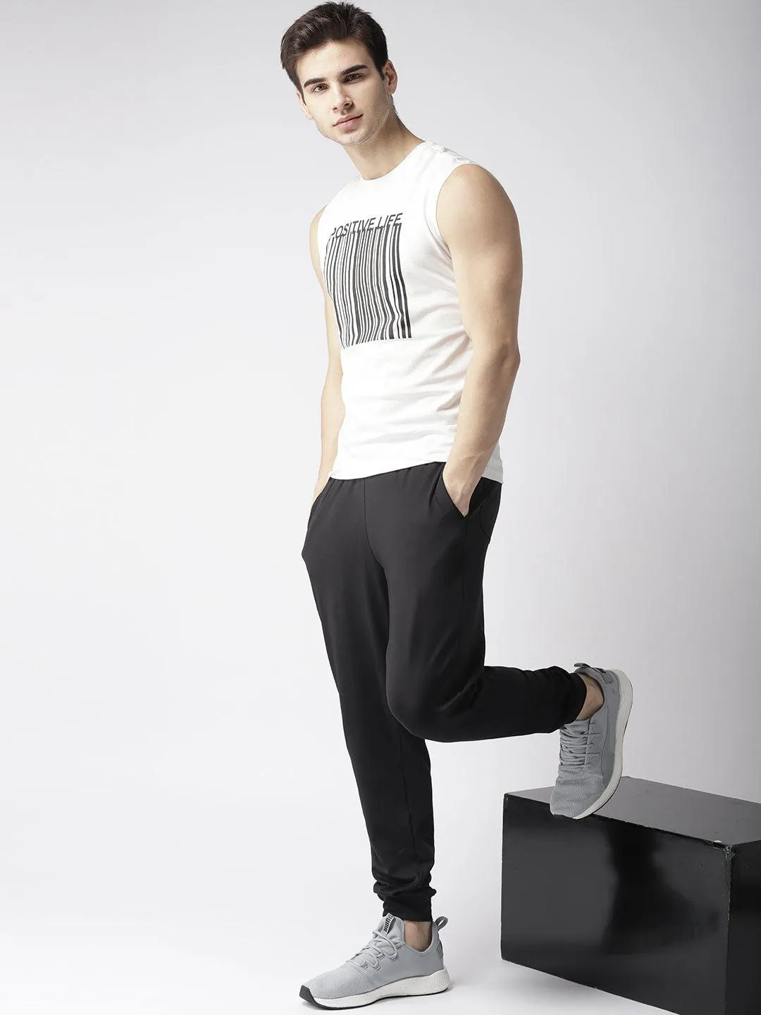Men's Graphic White Cotton Tank Top