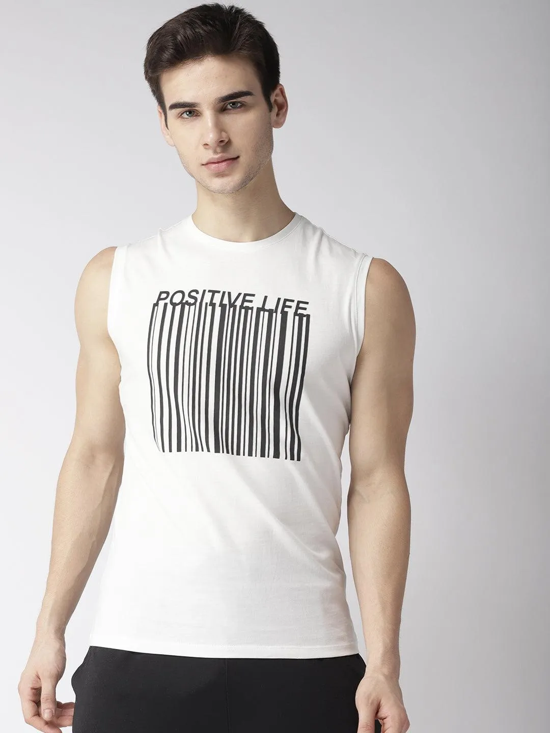Men's Graphic White Cotton Tank Top