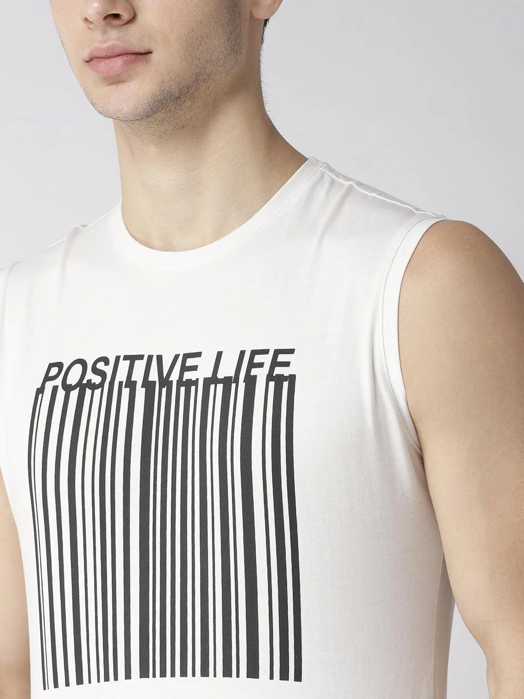 Men's Graphic White Cotton Tank Top