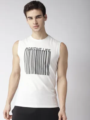 Men's Graphic White Cotton Tank Top