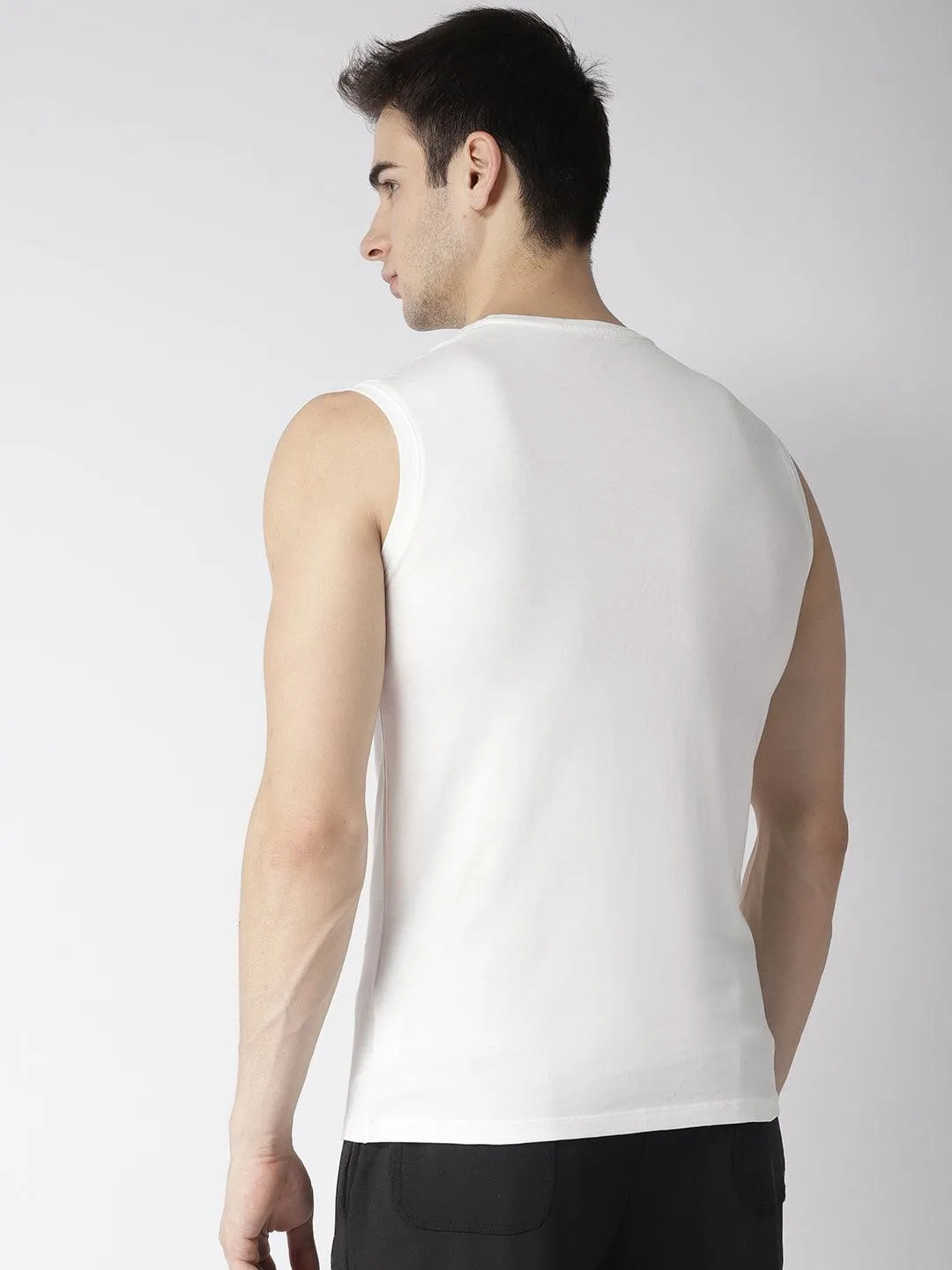 Men's Graphic White Cotton Tank Top