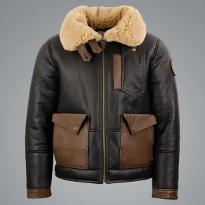 Men's Sheepskin Chocolate Black Bomber Jacket