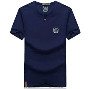 Mens Summer Breathable Cotton V-neck  Casual T-shirt