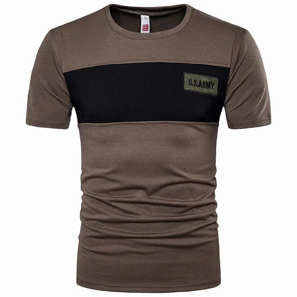 Mens Summer Hit Color O-neck Short Sleeve Casual Cotton T-shirt