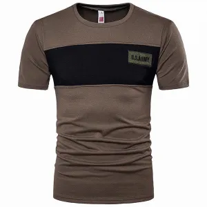Mens Summer Hit Color O-neck Short Sleeve Casual Cotton T-shirt