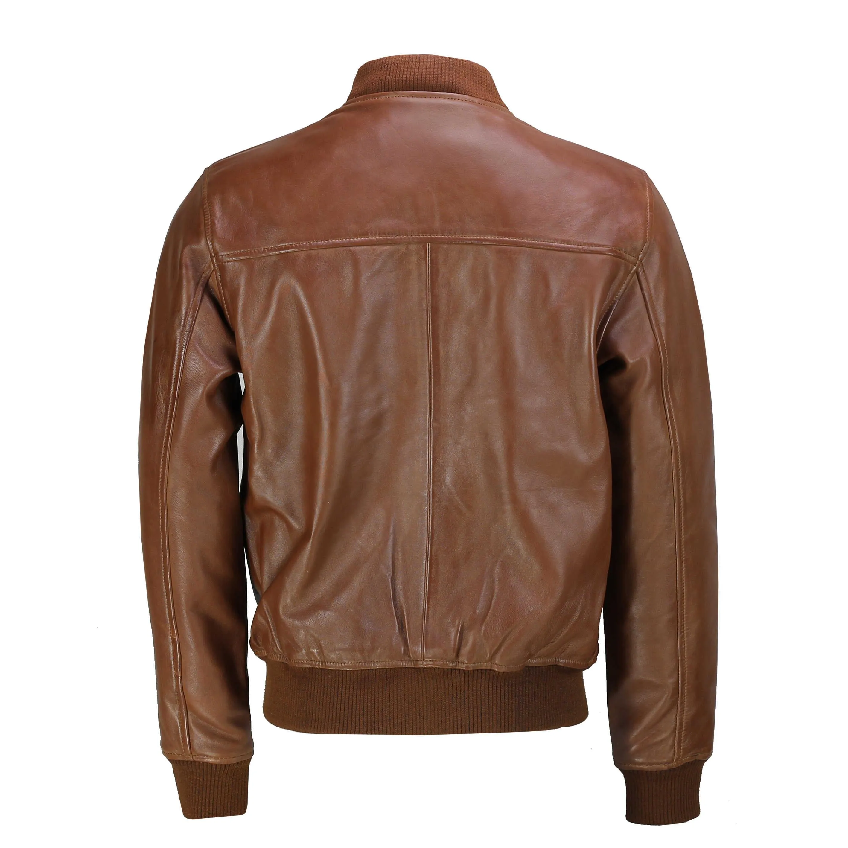 Mens Tan Soft Real Leather Smart Casual Vintage Bomber Biker Style Jacket