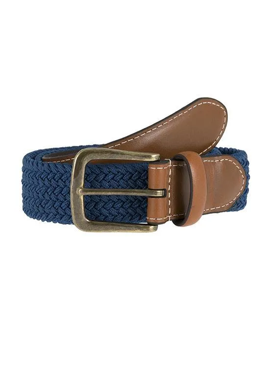 Men's Woven Stretch Belt with Antique Brushed Gold Buckle