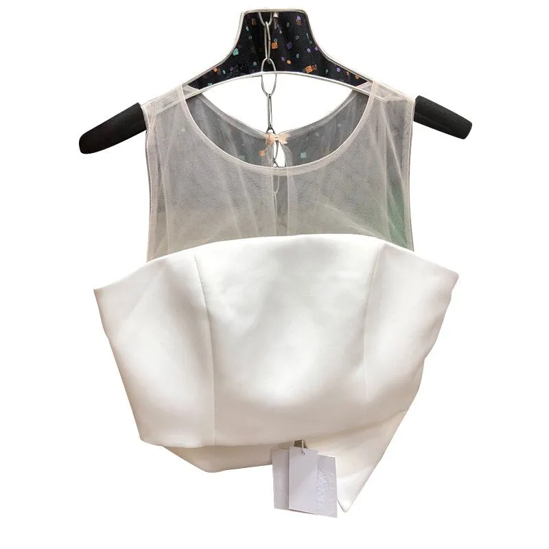 Mesh Bowknot Backless Blouse