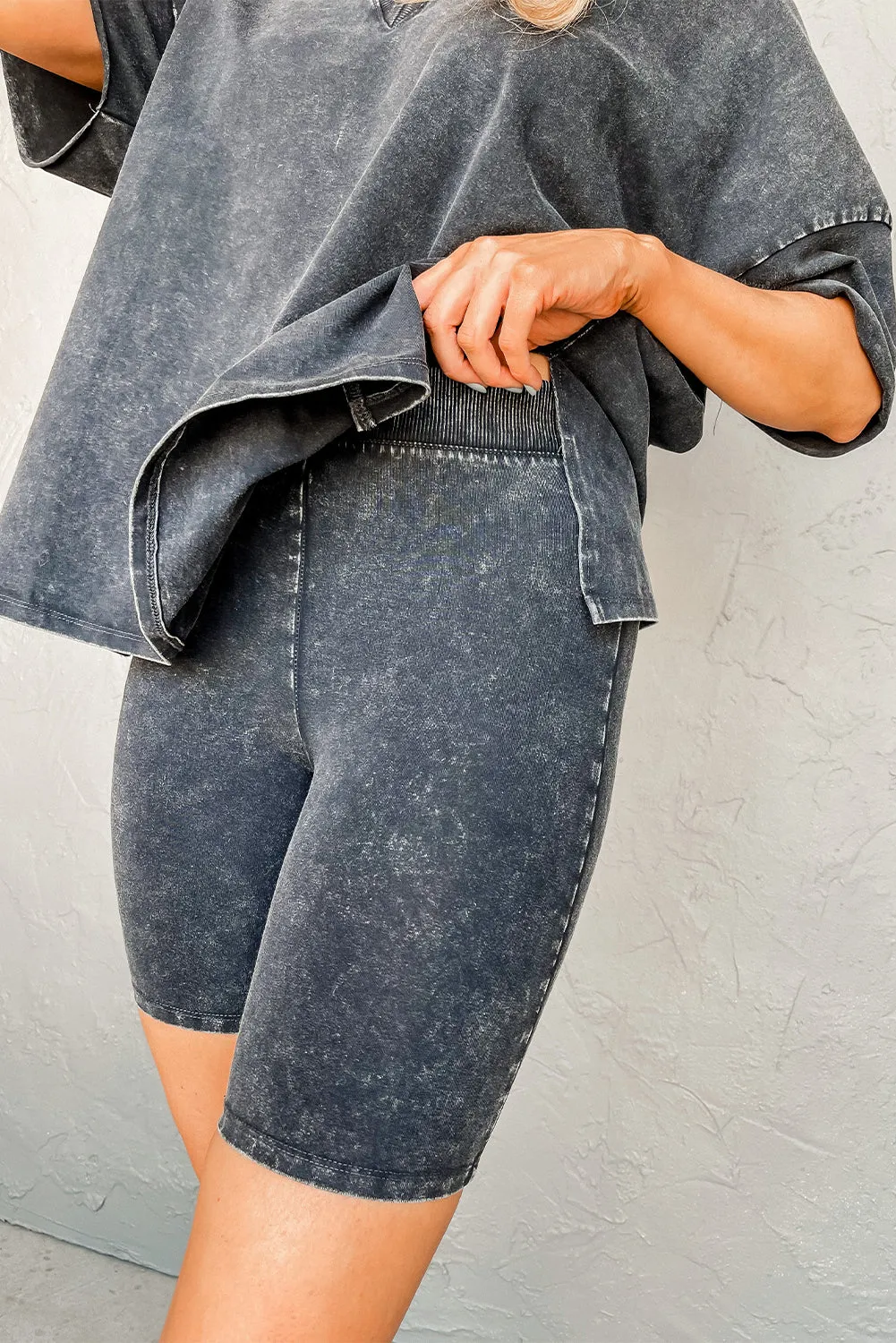Mineral Washed Oversized T Shirt and Shorts Set