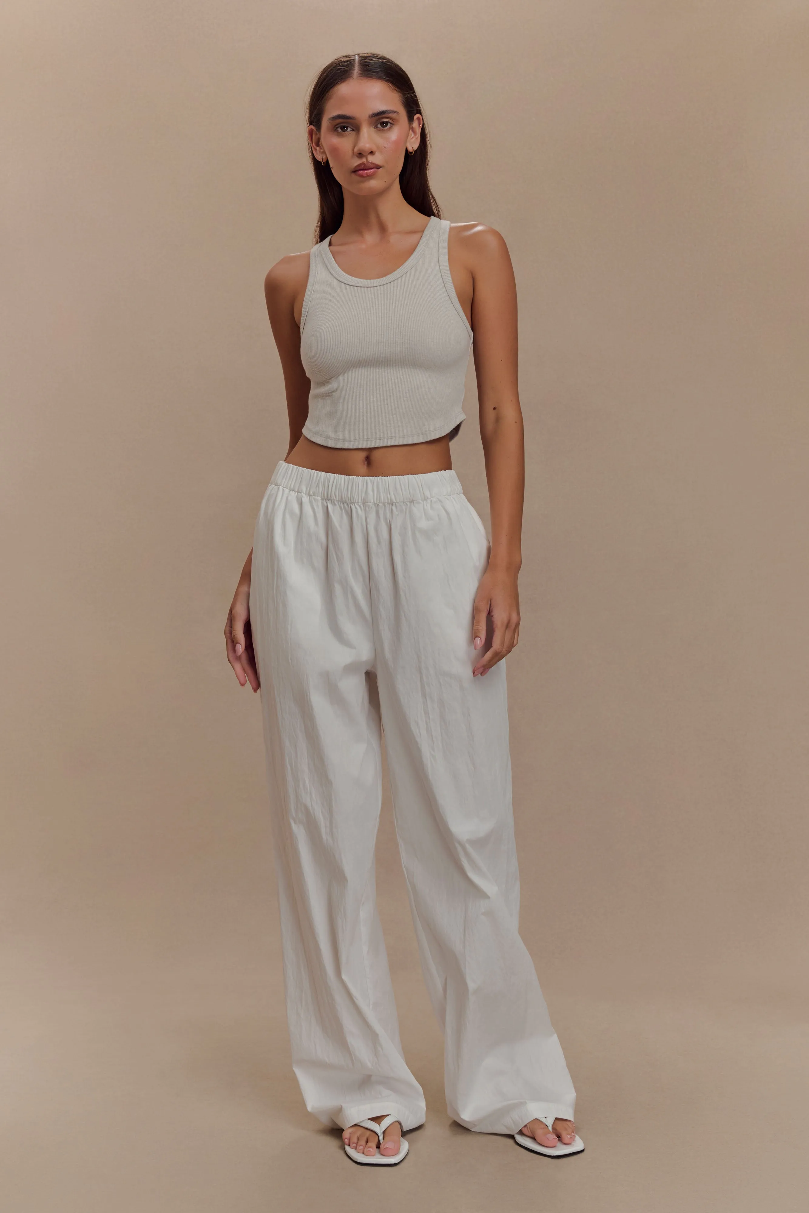 Morgana Ribbed Tank Top - Grey Marle