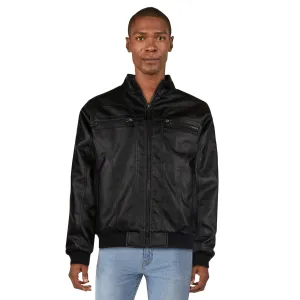 Mountain Ridge Men's Vegan Leather Bomber Jacket
