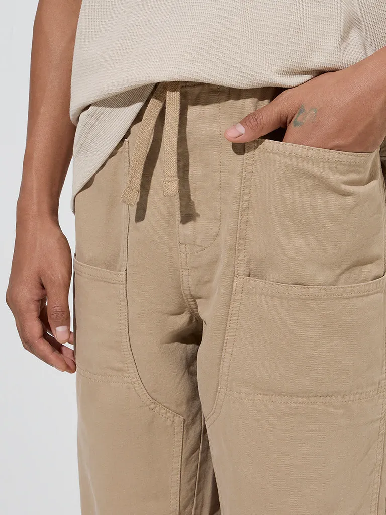 Nuon Taupe Relaxed-Fit Mid-Rise Cotton Chinos