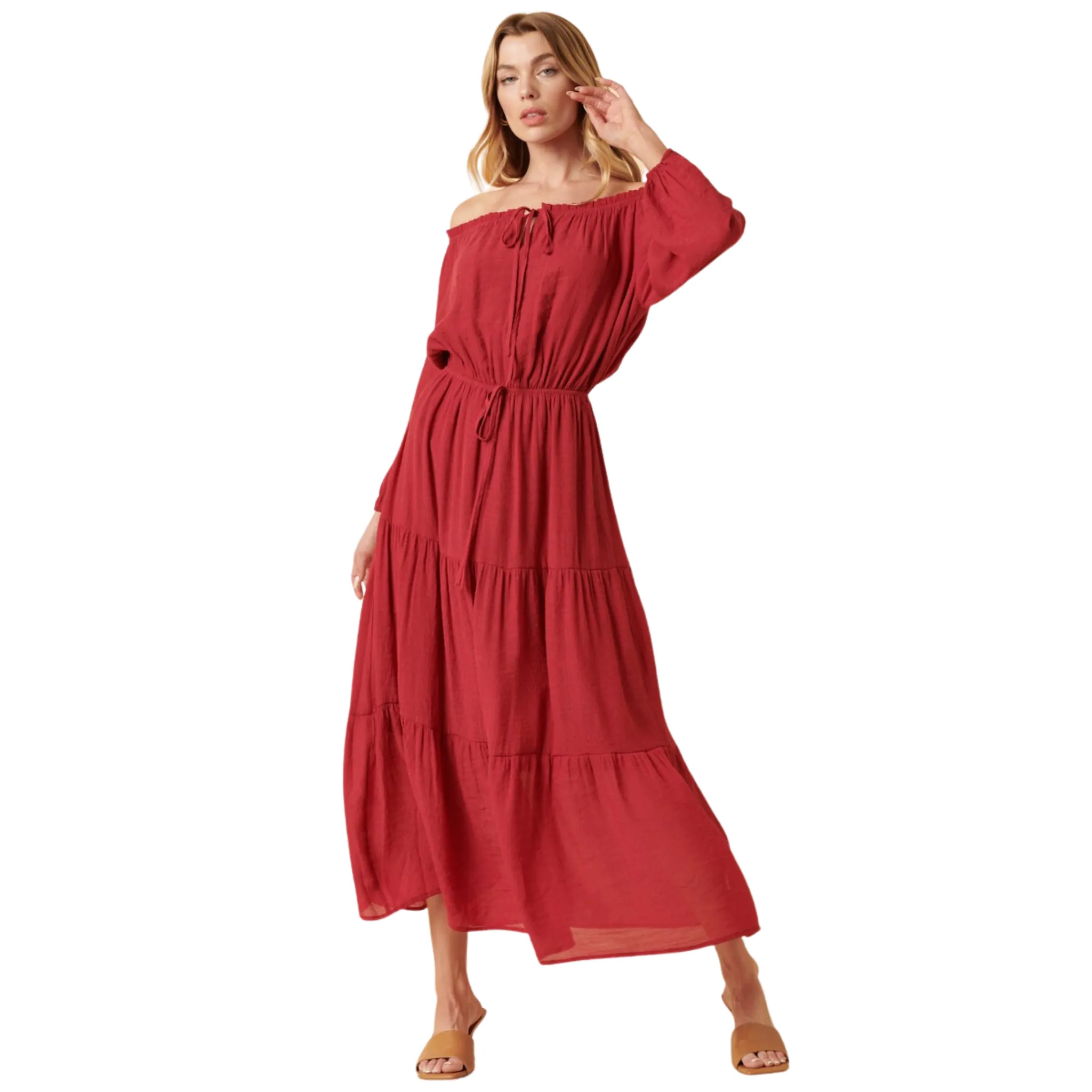 Off-the-Shoulder Boho Maxi Dress