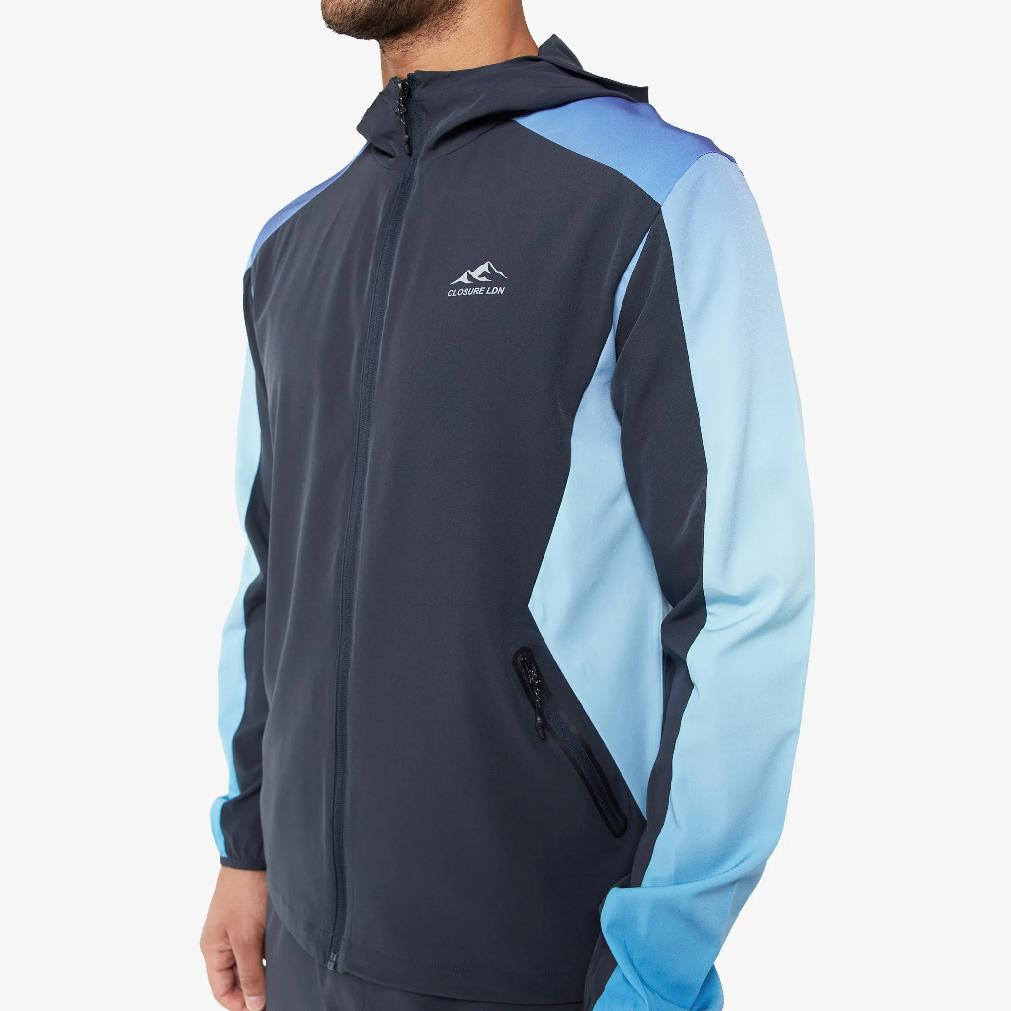 Ombre Print Windbreaker Jacket | Blue