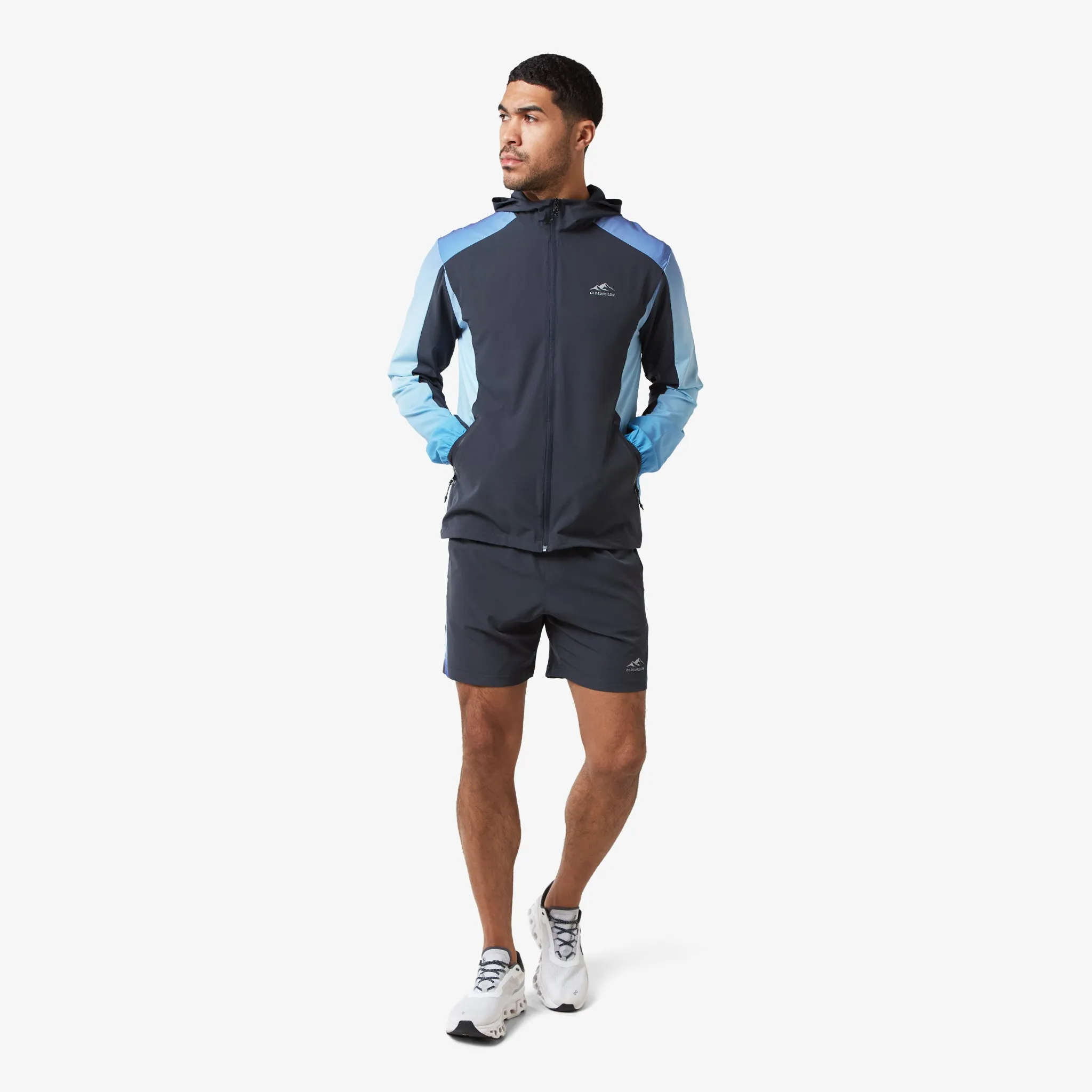 Ombre Print Windbreaker Jacket | Blue