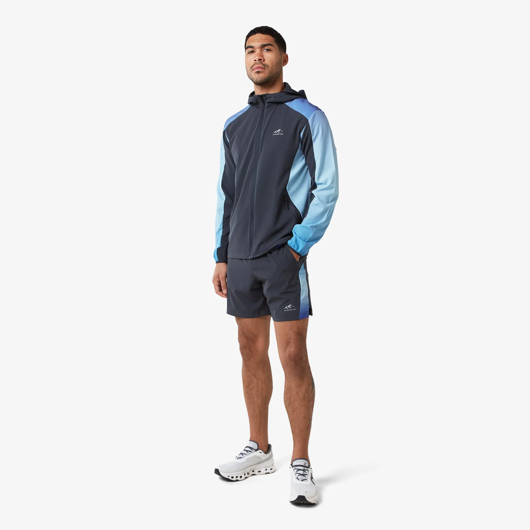 Ombre Print Windbreaker Jacket | Blue