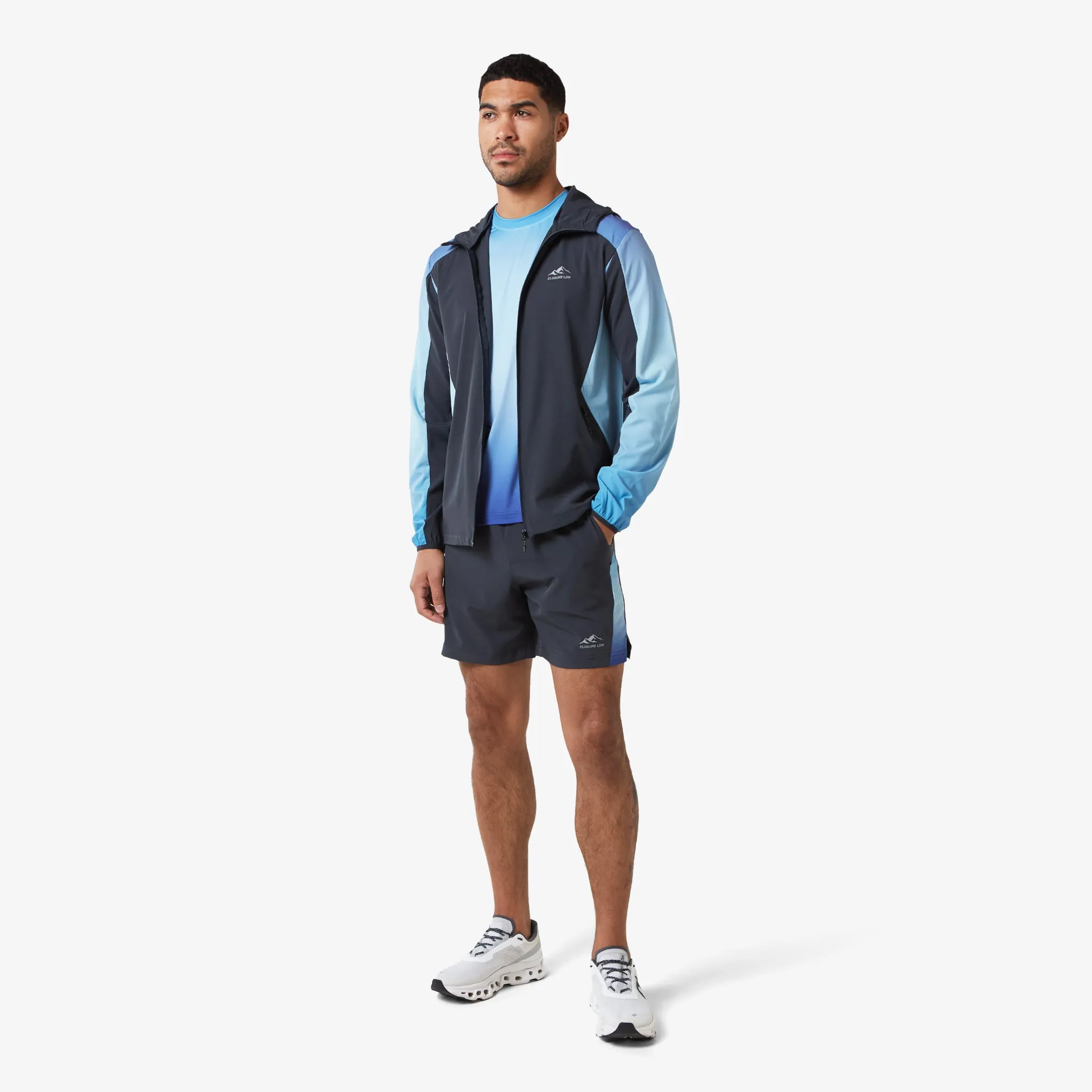 Ombre Print Windbreaker Jacket | Blue