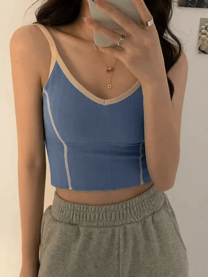 Patchwork Padded Crop Cami Top