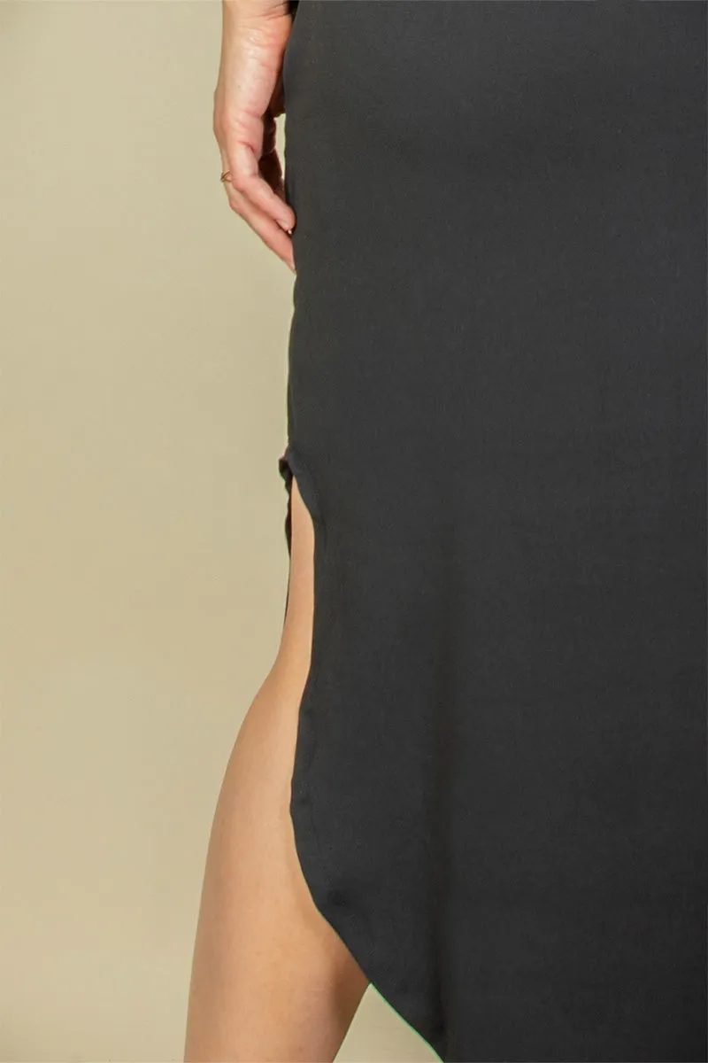 Plus Size Hidden Pocket Batwing Sleeve V Neck Long Dress