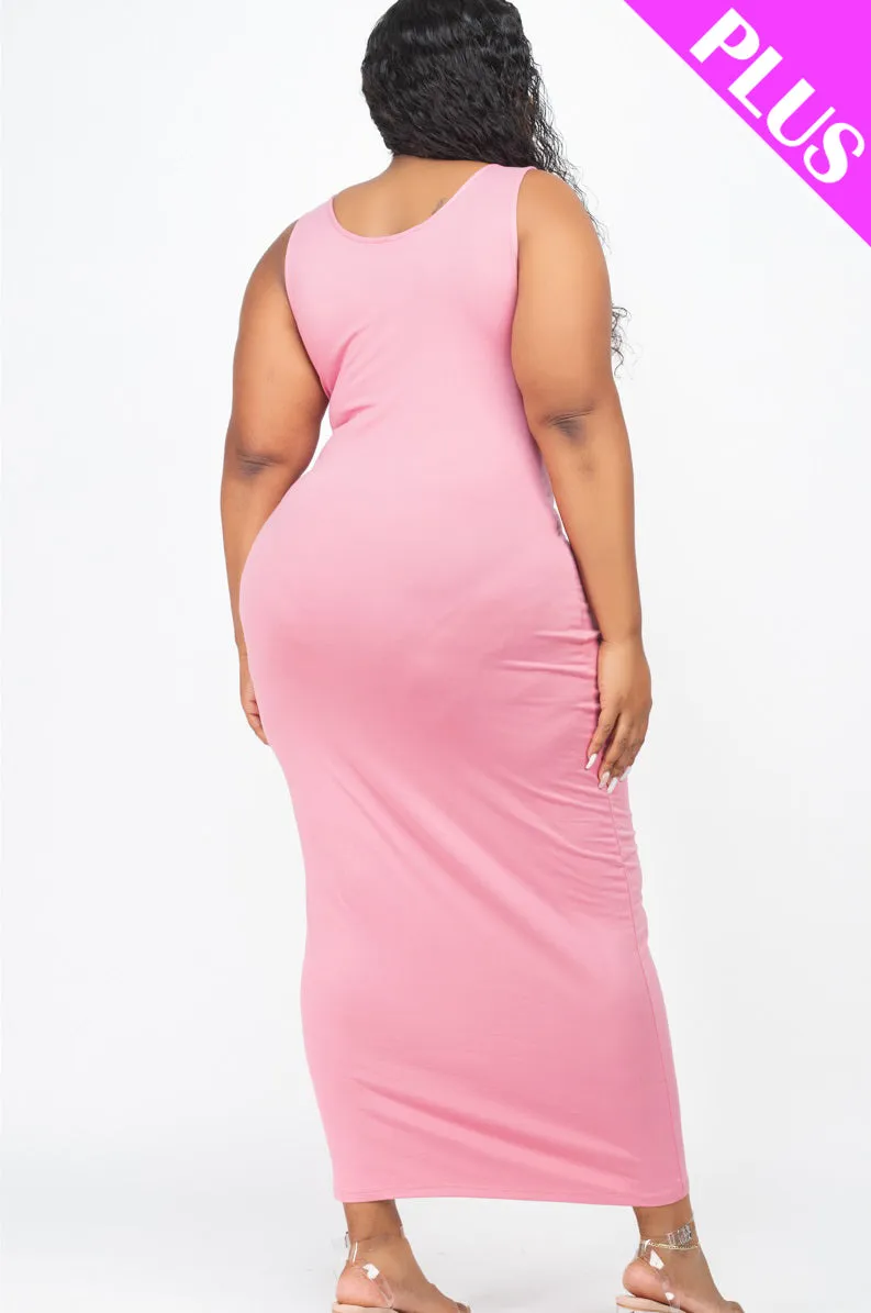 Plus Size Solid Basic Maxi Dress
