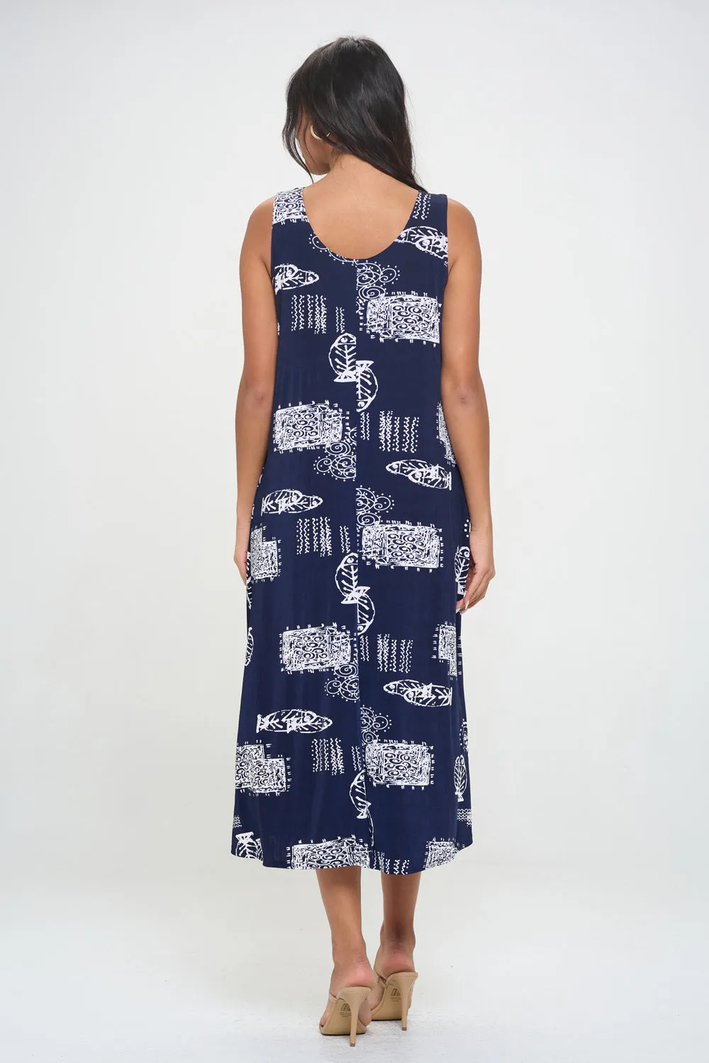 Print  Long Tank Dress-7000BN-TRP1-W425