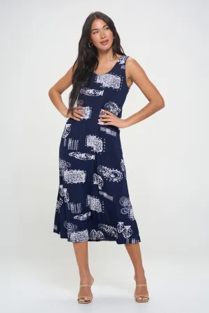 Print  Long Tank Dress-7000BN-TRP1-W425
