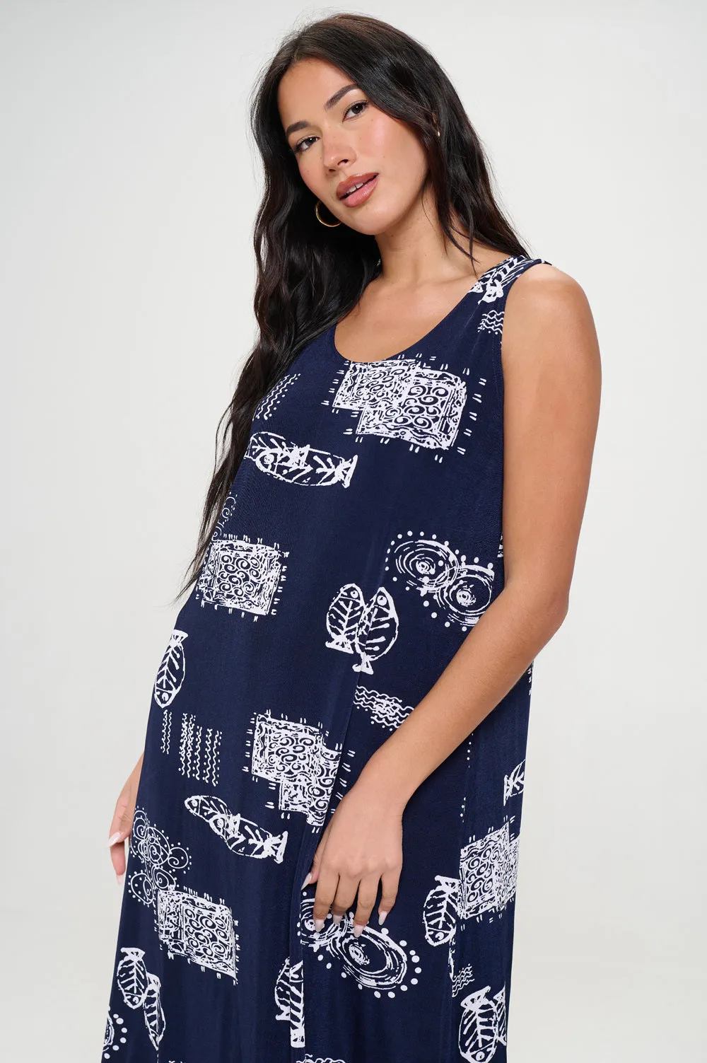 Print  Long Tank Dress-7000BN-TRP1-W425