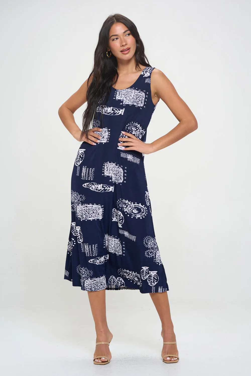 Print  Long Tank Dress-7000BN-TRP1-W425