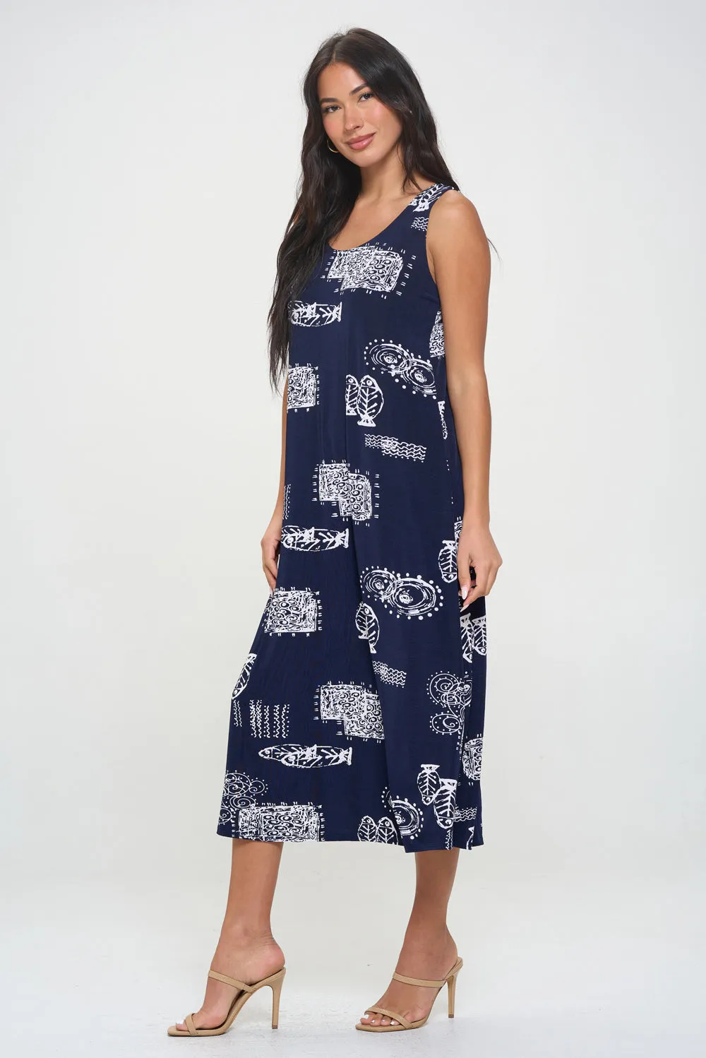 Print  Long Tank Dress-7000BN-TRP1-W425
