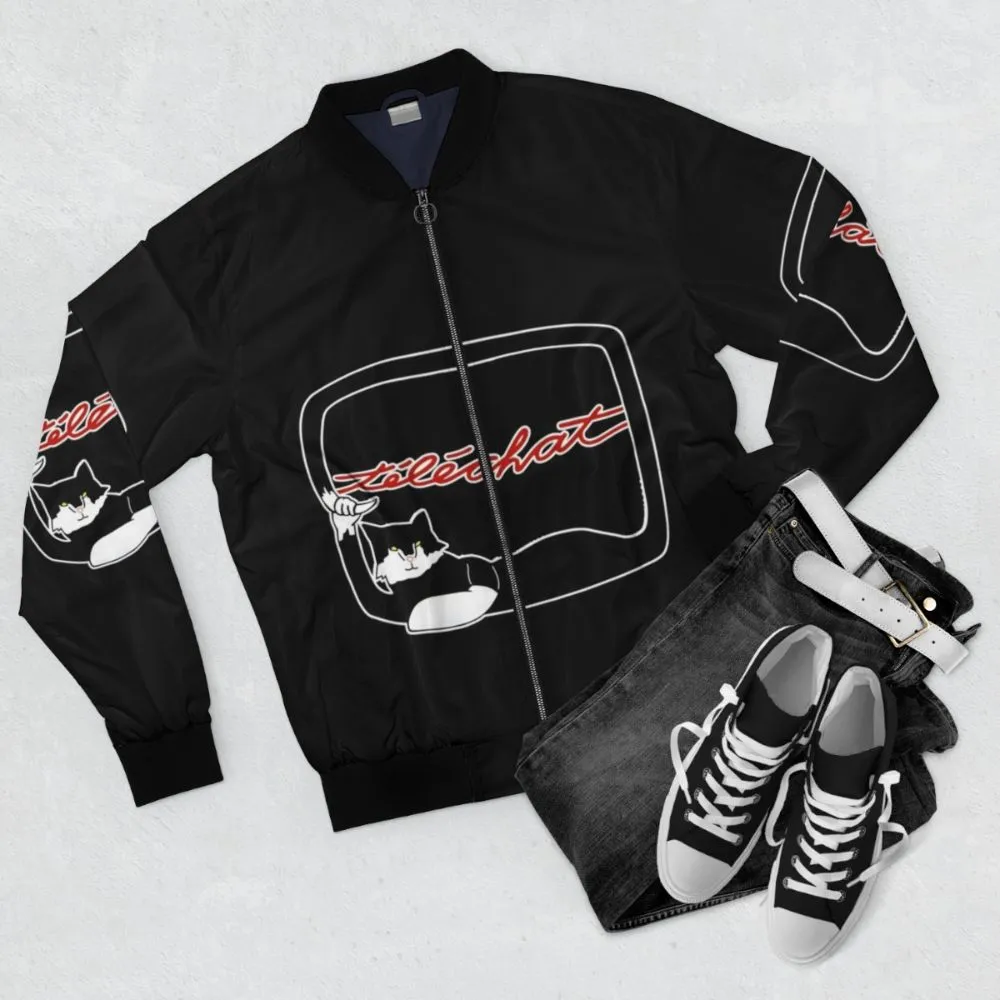 "Telechat" Bomber Jacket - y a qu'une télé c'est telechat