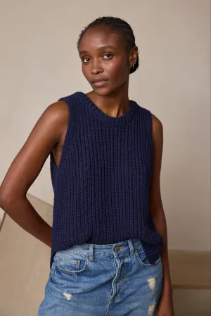Rebecca Ribbed Tank Top (Navy)