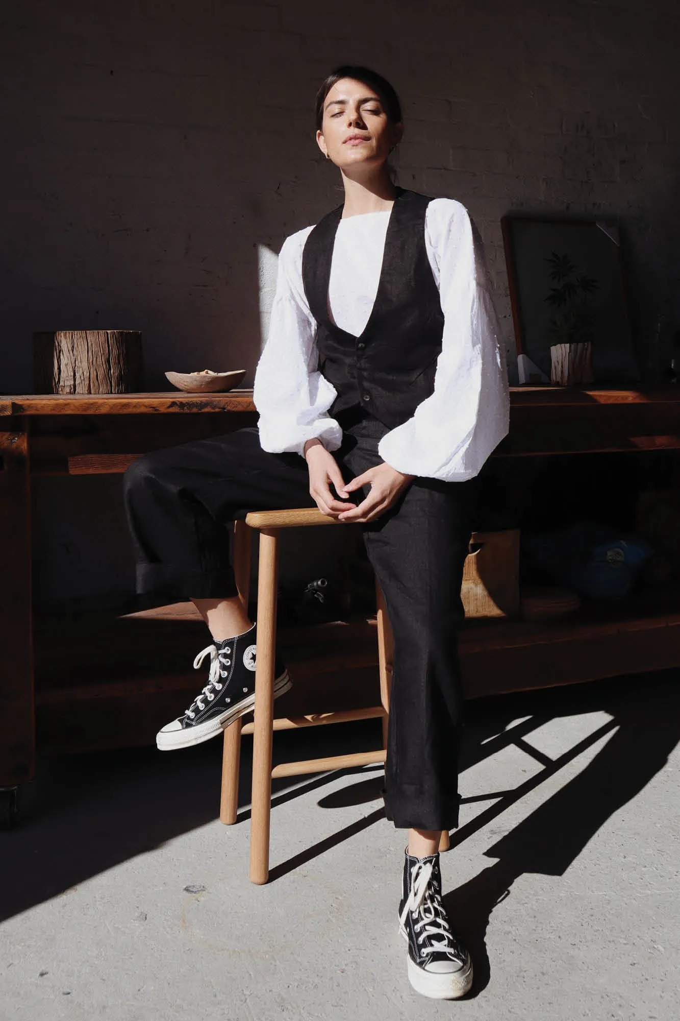 Rune Tailored Linen Pant Black