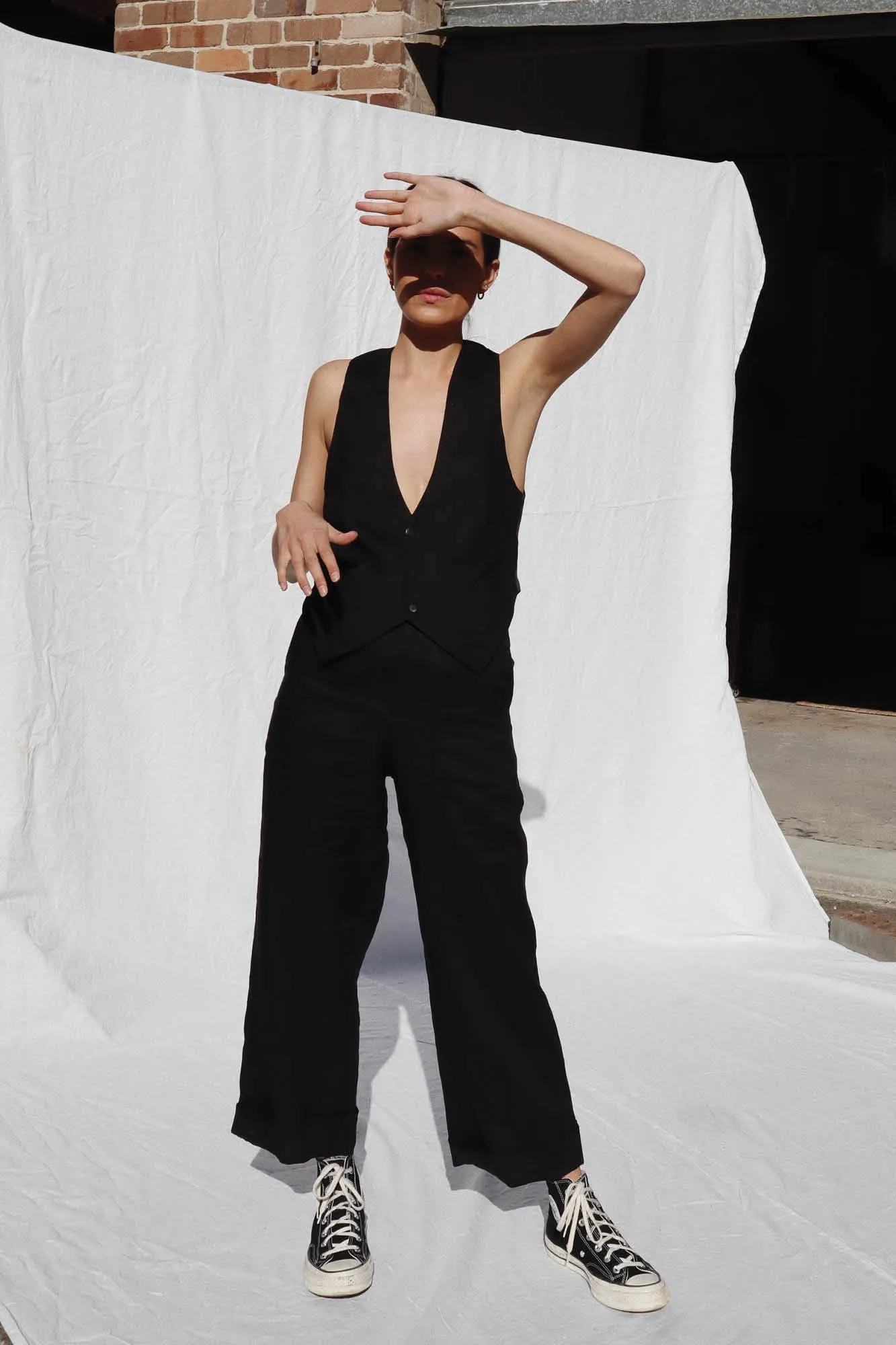 Rune Tailored Linen Pant Black