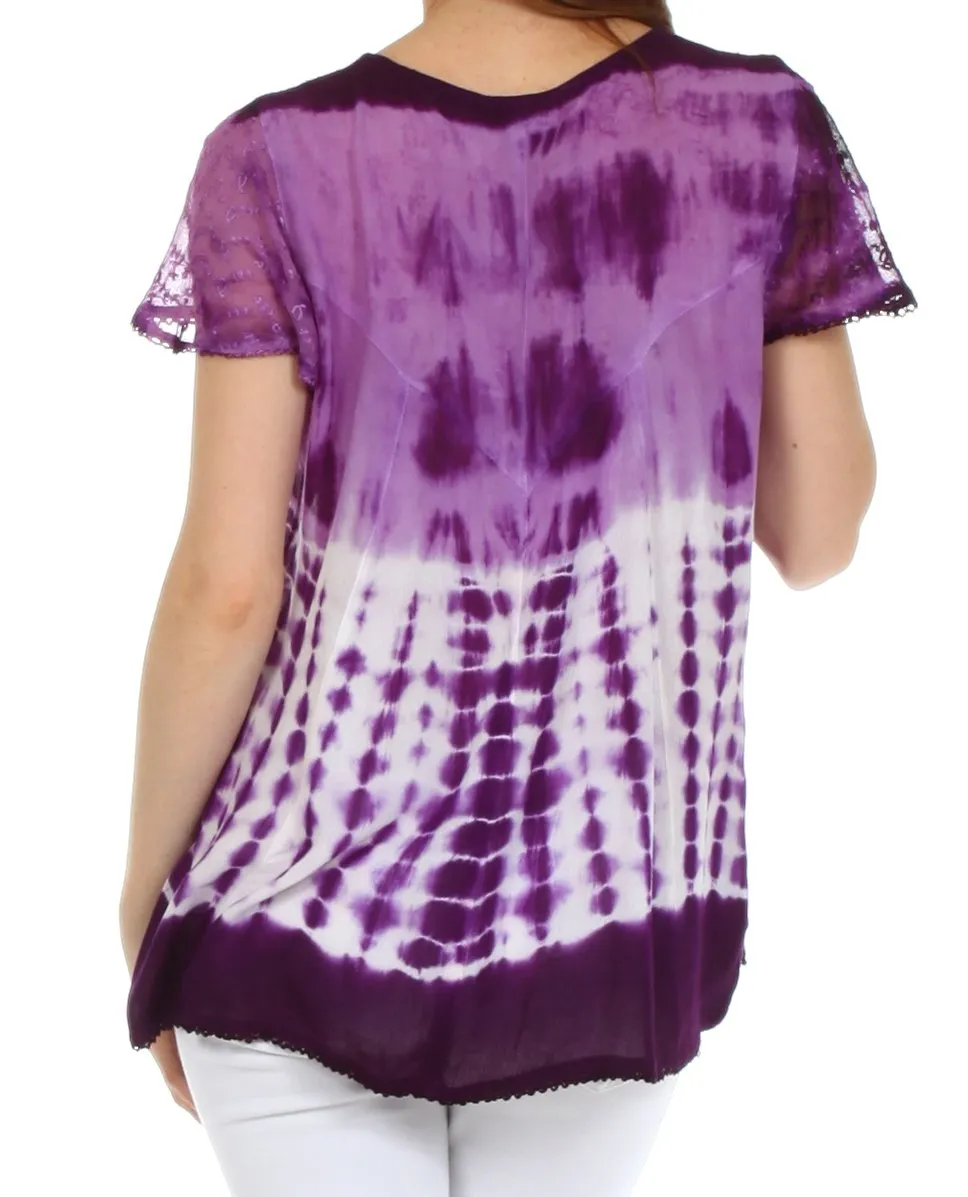 Sakkas Natalie Sequin Tie Dye Blouse