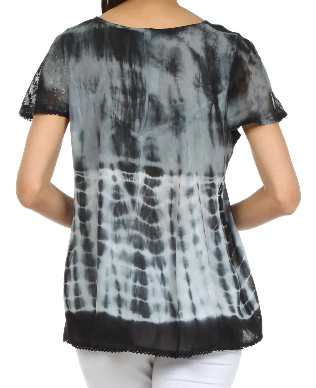 Sakkas Natalie Sequin Tie Dye Blouse